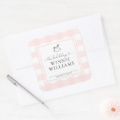 Roze Gingham Schommelpaard Boekplaat Sticker (Envelop)