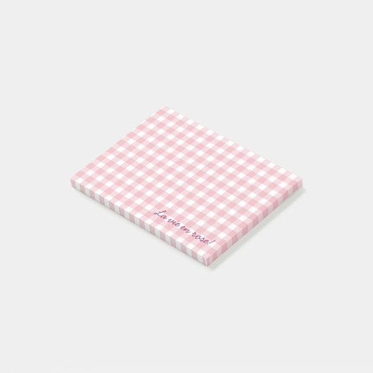 roze gingham schrijft post-it® notes (Schuin)