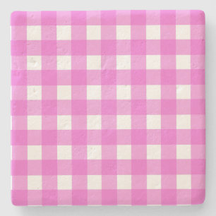 Roze gingham stenen onderzetter