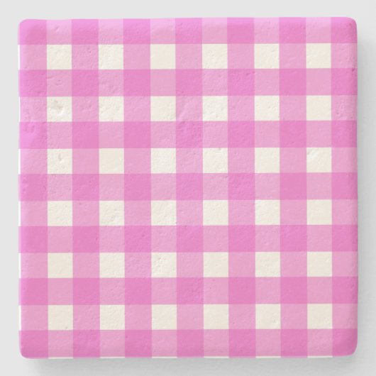 Roze gingham stenen onderzetter (Voorkant)
