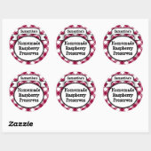 Roze Gingham Strawberry Jelly Jam Jar/Lid Label (Vel)
