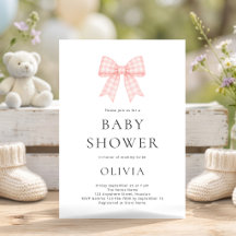 Roze Gingham Strik Baby Shower