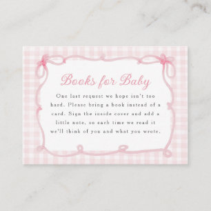 Roze Gingham Strik Boekjes voor Baby Informatiekaartje