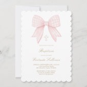roze gingham strik | Doop Kaart (Voorkant)