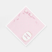 Roze Gingham Strik Eerste Verjaardag Servetten (Hoek)