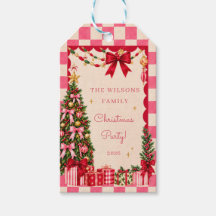 Roze Gingham Strik Kerstfeest