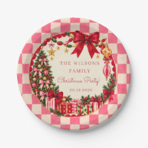 Roze Gingham Strik Kerstfeest