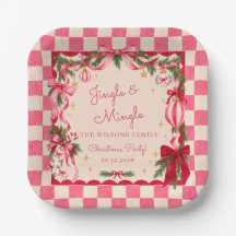 Roze Gingham Strik Kerstfeest