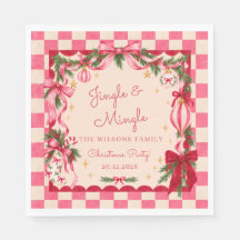 Roze Gingham Strik Kerstfeest