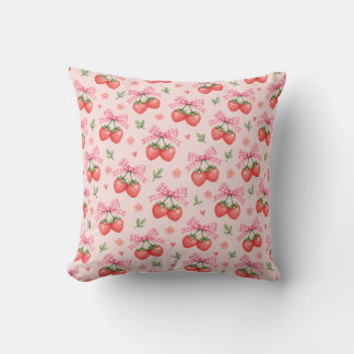 Roze Gingham Strik Met Kersenbloesem Motief Kussen