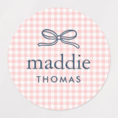 Roze Gingham Strik Monogram Labels (Design 2)