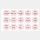 Roze Gingham Strik Monogram Labels (Vel)