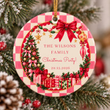 Roze Gingham Strik Roze Kerstfeest