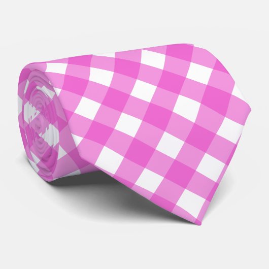 Roze gingham stropdas (Opgerold)