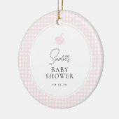 Roze Gingham Swan Baby shower Keramisch Ornament (Links)