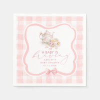 Roze Gingham Theepartij Meisje Baby Shower