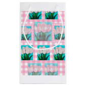Roze Gingham Tulip Gift Bag Klein Cadeauzakje (Achterkant)