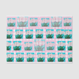 Roze Gingham Tulp Tissue Papier