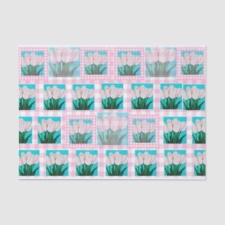 Roze Gingham Tulp Tissue Papier