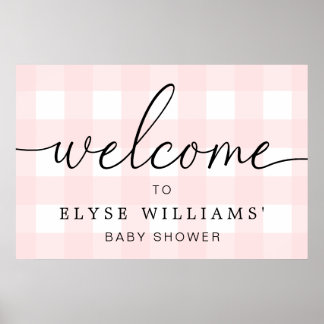 Roze Gingham Welkom Poster