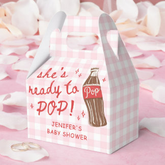 Roze Gingham Ze is klaar om te barsten Baby Shower Bedankdoosjes