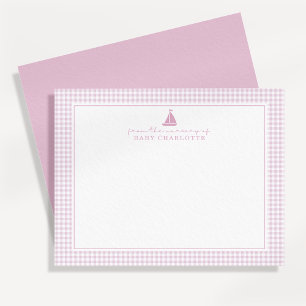 Roze Gingham Zeilboot Kraam Briefkaart