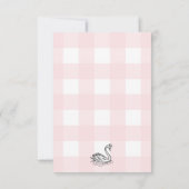 Roze Gingham Zwanen Luierspel Ticket Bijlage Kaart (Achterkant)