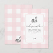 Roze Gingham Zwanen Luierspel Ticket Bijlage Kaart (Voorkant / Achterkant)