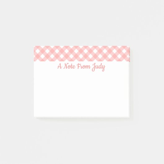 Roze Ginghamruitpatroon Post-it® Notes (Voorkant)
