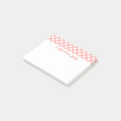 Roze Ginghamruitpatroon Post-it® Notes (Schuin)