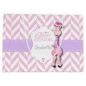 Roze Giraffe Baby shower Groot Cadeauzakje (Achterkant)