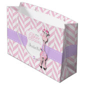 Roze Giraffe Baby shower Groot Cadeauzakje (Achterkant Gekanteld)