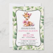 Roze Giraffe Baby shower Kaart (Voorkant)