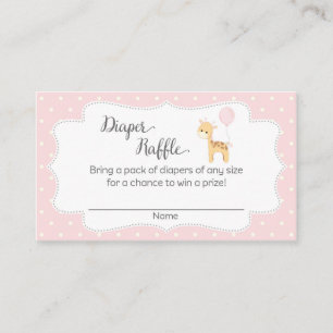 Roze Giraffe Baby shower Luier Raffle Tickets Informatiekaartje