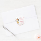 Roze Giraffe Baby shower Sticker (Envelop)