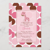Roze Giraffe Baby shower Uitnodiging (Voorkant / Achterkant)