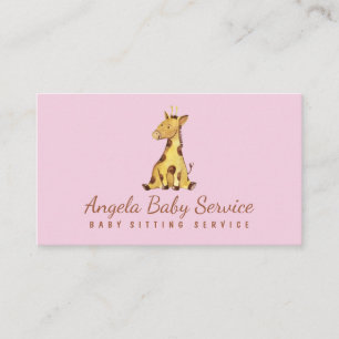 Roze Giraffe Baby Visitekaartje