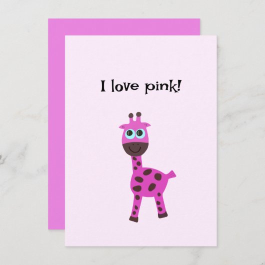 Roze giraffe feestdagenkaart (Voorkant / Achterkant)