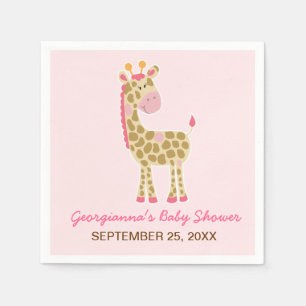 Roze Giraffe Gepersonaliseerd Baby shower Napkin Servetten