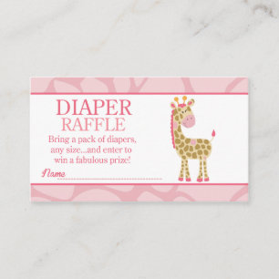 Roze Giraffe Oerwoud Jill Baby shower Diaper Raffl Informatiekaartje