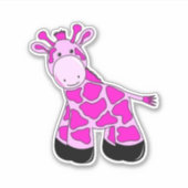 Roze Giraffe op maat gesneden vinylSticker Sticker (Voorkant)