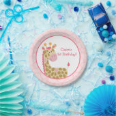 Roze Giraffe Paper Bord met aanpassing (Feest)