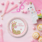 Roze Giraffe Paper Bord met aanpassing (Feest)