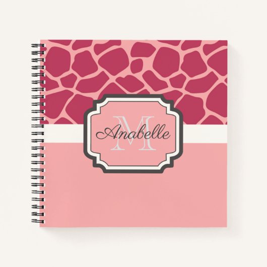 Roze Giraffe Patroon Notitieboek (Voorkant)