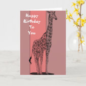 Roze Giraffe Schets Kaart (Gele Bloem)