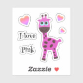 Roze giraffe sticker (Vel)