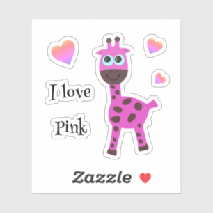Roze giraffe sticker