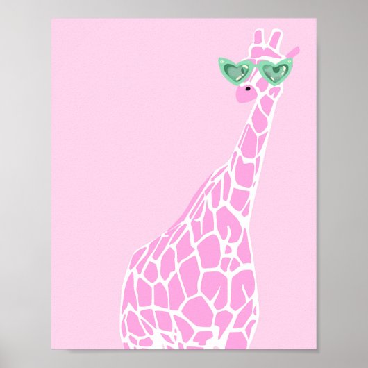 Roze Giraffe Zonnebril Muur Kunst – Dierenprint Poster (Voorkant)