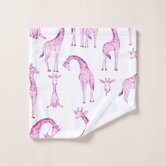 Roze Giraffes grillige meisjes Baby shower Kinder Bad Handdoek (Wasdoekje)