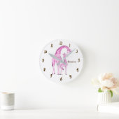 Roze Giraffes Oerwoud Nursery Room Gepersonaliseer Ronde Klok (Huis)